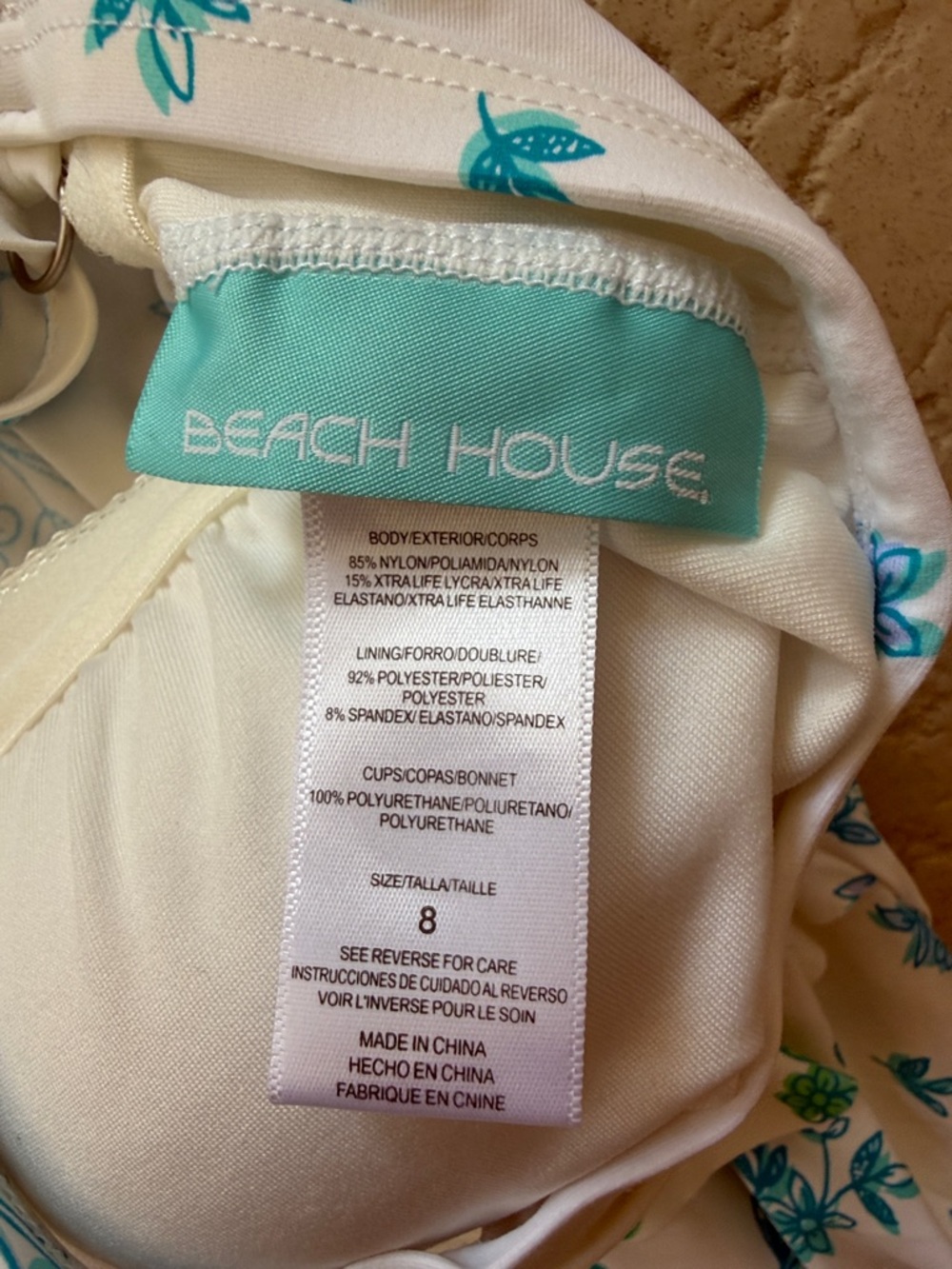 Beach House White Tankini with Teal and Blue Floral Print - Picture 2 of 5